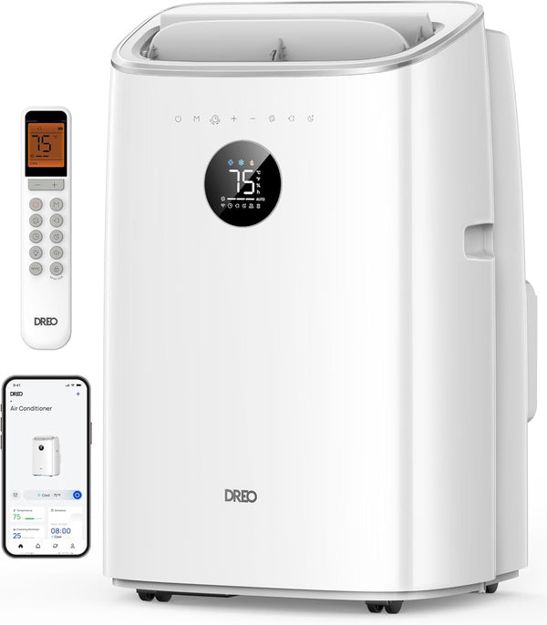 Climatiseur Mobile REO 7500 BTU 3-en-1 – Refroidissement, Ventilation & Déshumidification | Silencieux, Contrôle App & Voix, Kit Fenêtre Inclus