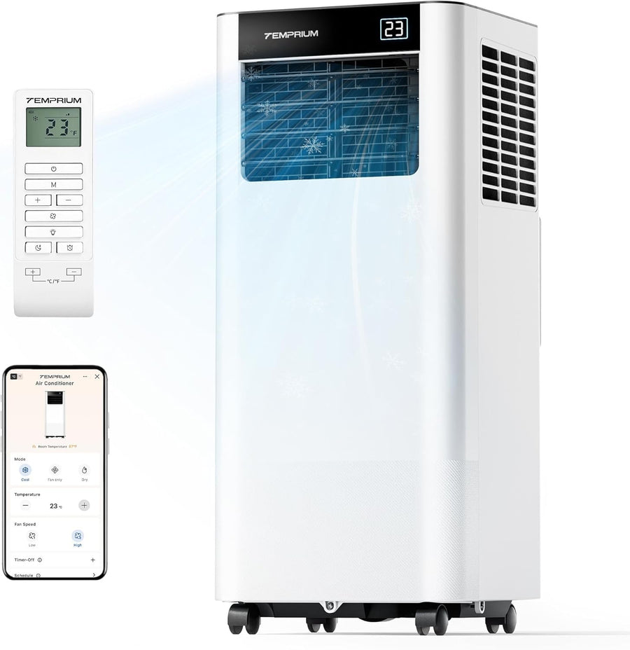 Climatiseur Mobile 7000 BTU 3-en-1 — App, 48 dB, Kit Fenêtre