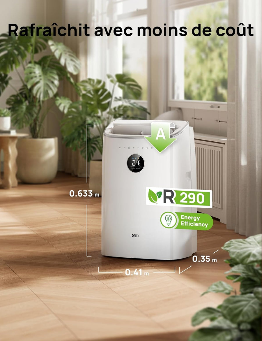 Climatiseur Mobile REO 7500 BTU 3-en-1 – Refroidissement, Ventilation & Déshumidification | Silencieux, Contrôle App & Voix, Kit Fenêtre Inclus