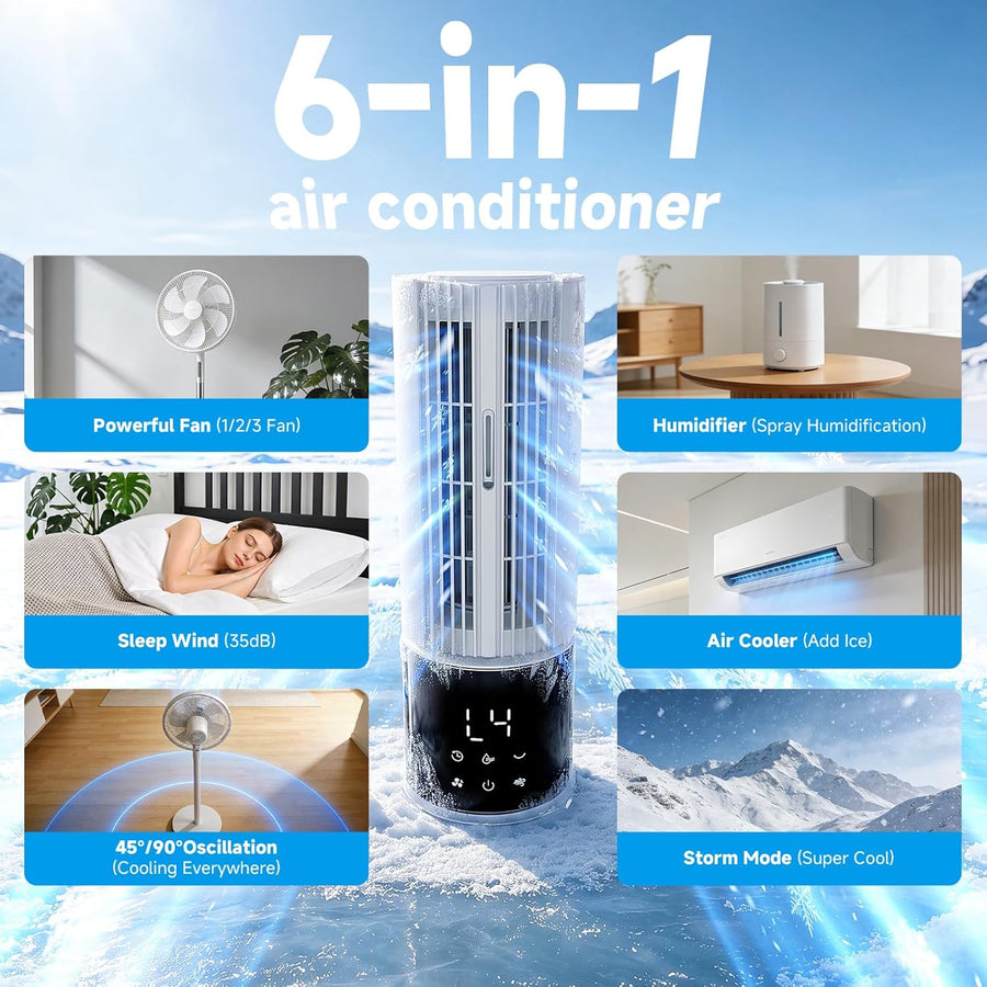 Refroidisseur d'Air 3-en-1 — Réservoir 15L & Humidificateur